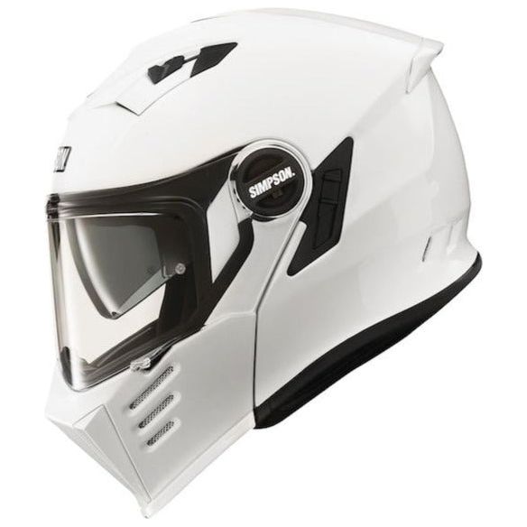 Simpson Darksome Solid ECE 22.06 Flip-Up Helmet White (Image 2) - ThrottleChimp