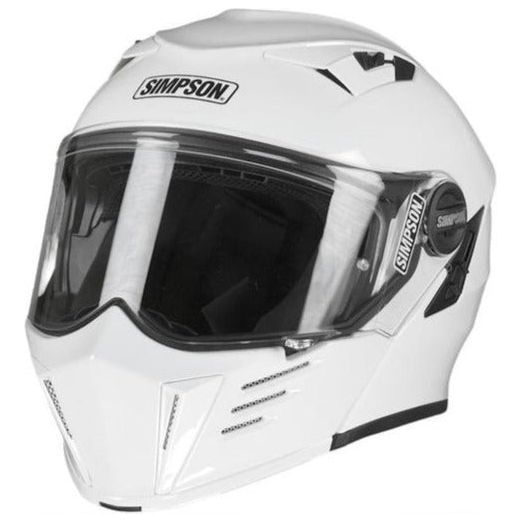 Simpson Darksome Solid ECE 22.06 Flip-Up Helmet White - ThrottleChimp