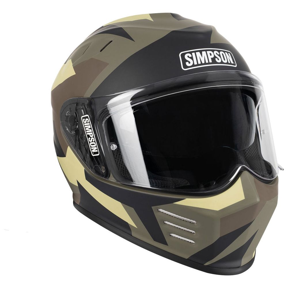 Simpson Venom Comanche ECE 22.06 Full Face Helmet Green / Brown (Image 3) - ThrottleChimp