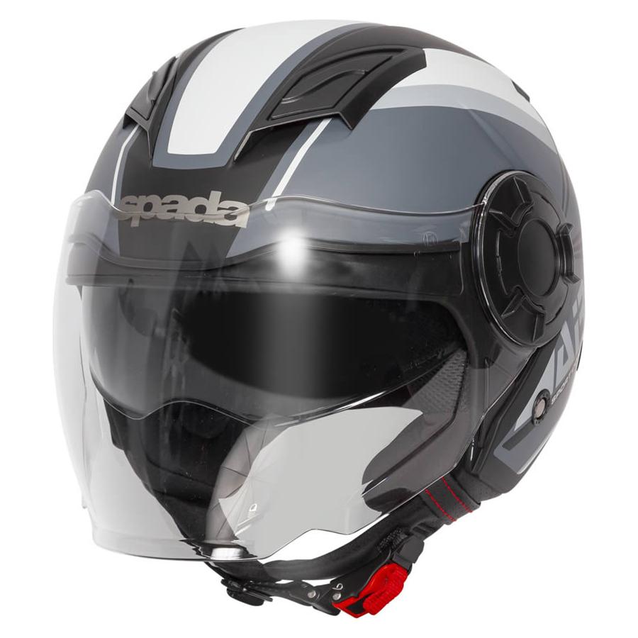 Spada Lycan Strobe Open Face Helmet Matt Black / White FREE 1 YEAR Returns, FREE UK Delivery | ThrottleChimp