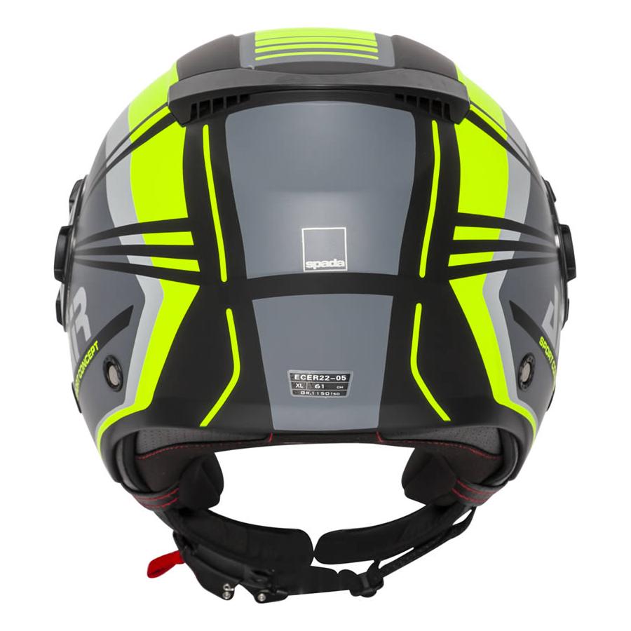 Spada Lycan Strobe Open Face Helmet Matt Black / Yellow (Image 8) - ThrottleChimp