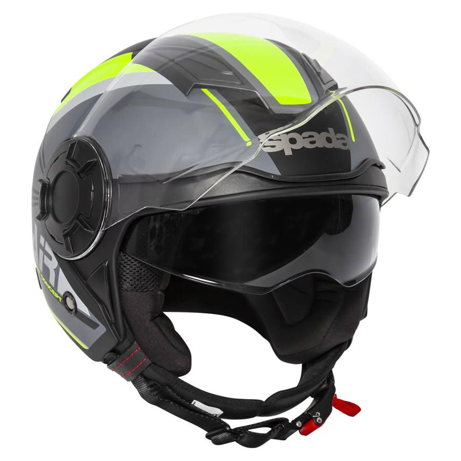 Spada Lycan Strobe Open Face Helmet Matt Black / Yellow FREE 1 YEAR Returns, FREE UK Delivery | ThrottleChimp