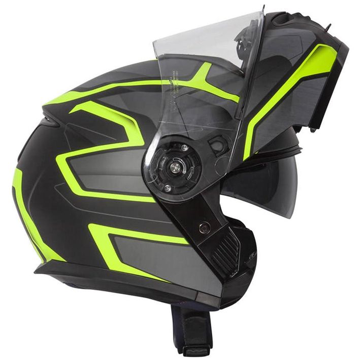 Spada Orion Slate Flip-Up Helmet Matt Black / Yellow (Image 3) - ThrottleChimp