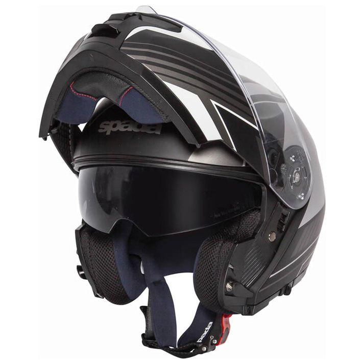 Spada Orion Whip Flip-Up Helmet Matt Black / Silver (Image 2) - ThrottleChimp