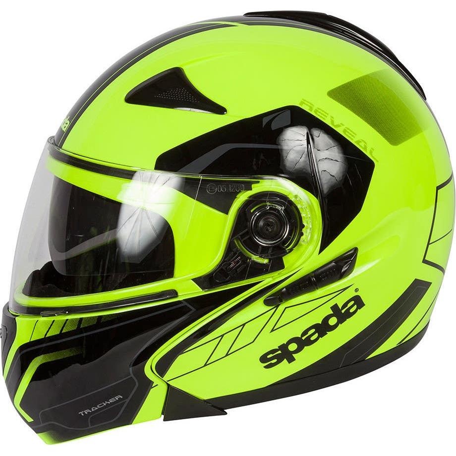 Spada Reveal Tracker Flip-Up Helmet Black / Fluo Yellow (Image 4) - ThrottleChimp