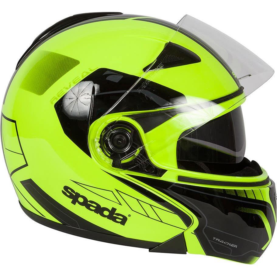 Spada Reveal Tracker Flip-Up Helmet Black / Fluo Yellow (Image 3) - ThrottleChimp