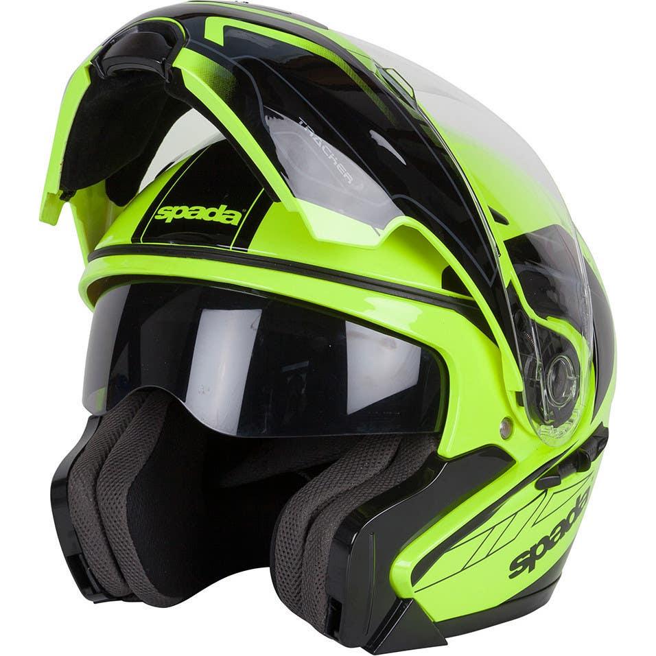 Spada Reveal Tracker Flip-Up Helmet Black / Fluo Yellow (Image 2) - ThrottleChimp