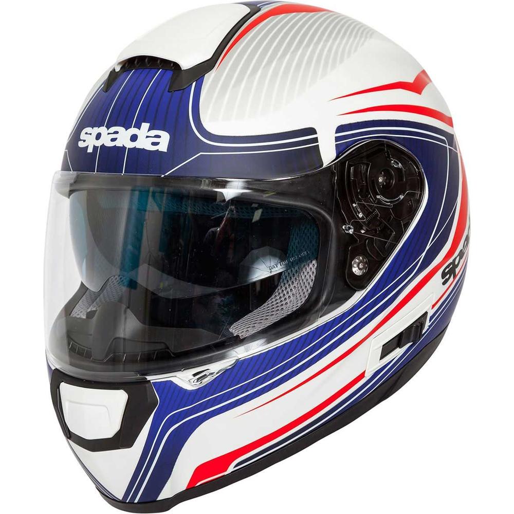 Spada SP16 Monarch Full Face Helmet White / Red / Blue (Image 2) - ThrottleChimp