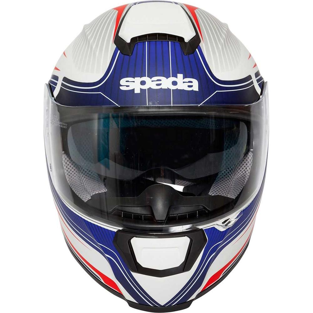 Spada SP16 Monarch Full Face Helmet White / Red / Blue FREE 1 YEAR Returns, FREE UK Delivery | ThrottleChimp