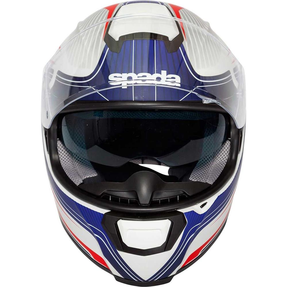 Spada SP16 Monarch Full Face Helmet White / Red / Blue FREE 1 YEAR Returns, FREE UK Delivery | ThrottleChimp