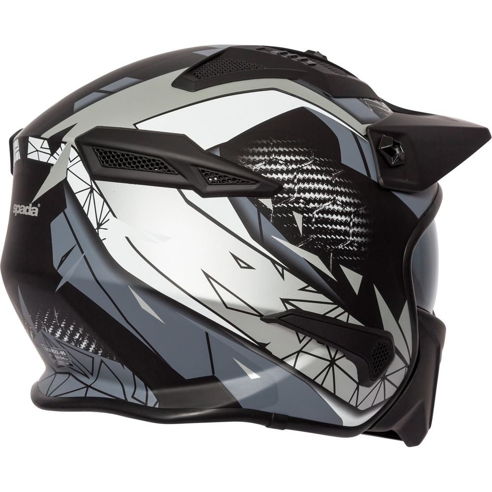 Spada Storm Open Face Helmet Matt Black / Grey / Silver (Image 3) - ThrottleChimp