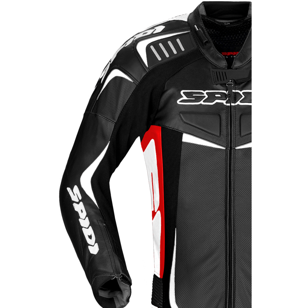 Spidi Track Wind Pro CE 1 Piece Leather Suit Black / Red / White (Image 2) - ThrottleChimp