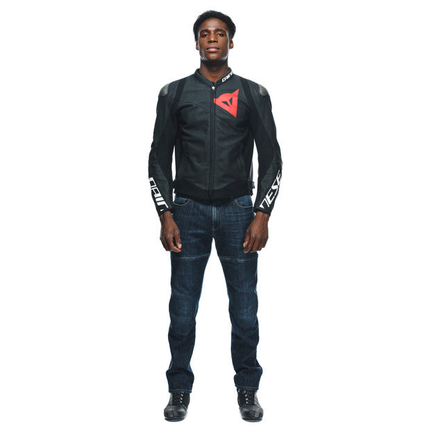 Dainese Sportiva Leather Jacket Matt Black (Image 3) - ThrottleChimp