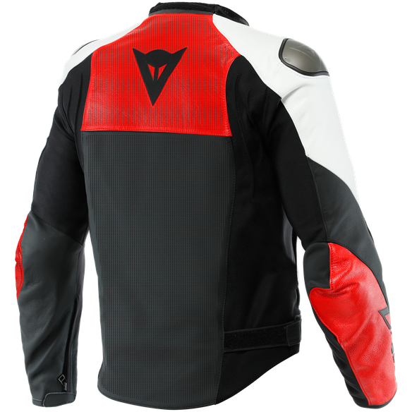 Dainese Sportiva Leather Jacket Matt Black / Lava Red / White (Image 2) - ThrottleChimp