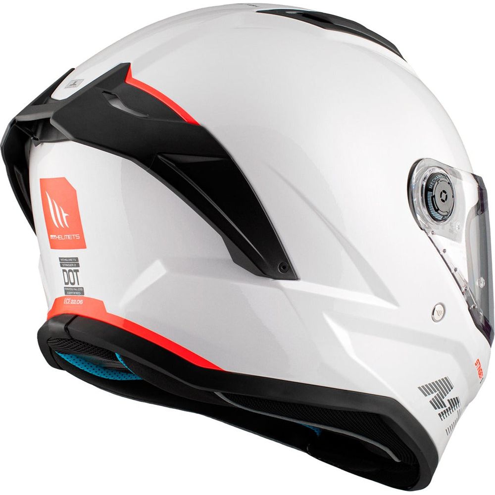 MT Stinger 2 A0 Full Face Helmet Gloss White (Image 2) - ThrottleChimp