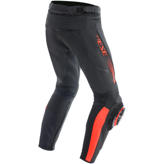 Dainese Super Speed Leather Trouser Black / Fluo Red FREE 1 YEAR Returns, FREE UK Delivery | ThrottleChimp