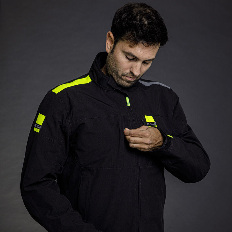 LS2 Titanium Textile Jacket Black / Hi-Viz Yellow