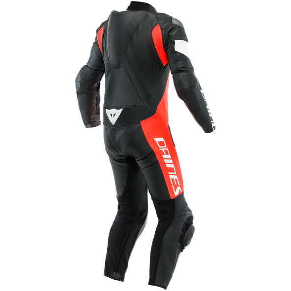 Dainese Tosa One Piece Perforated Leather Suit Black / Fluo Red / White (Image 2) - ThrottleChimp