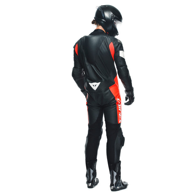 Dainese Tosa One Piece Perforated Leather Suit Black / Fluo Red / White (Image 19) - ThrottleChimp