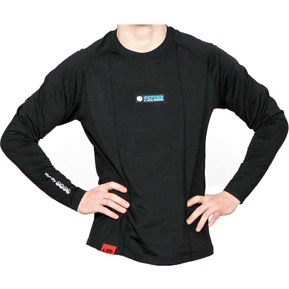 Oxford Warm Dry Long Sleeves Base Layer Top Black - ThrottleChimp