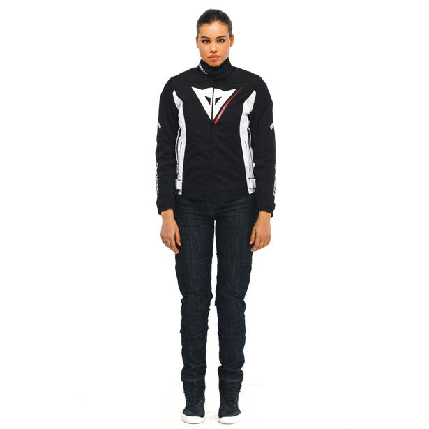 Dainese Veloce D-Dry XT Ladies Textile Jacket Black / White / Lava Red (Image 3) - ThrottleChimp