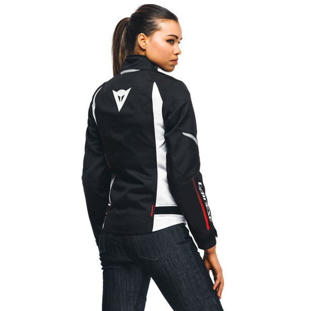 Dainese Veloce D-Dry XT Ladies Textile Jacket Black / White / Lava Red (Image 7) - ThrottleChimp