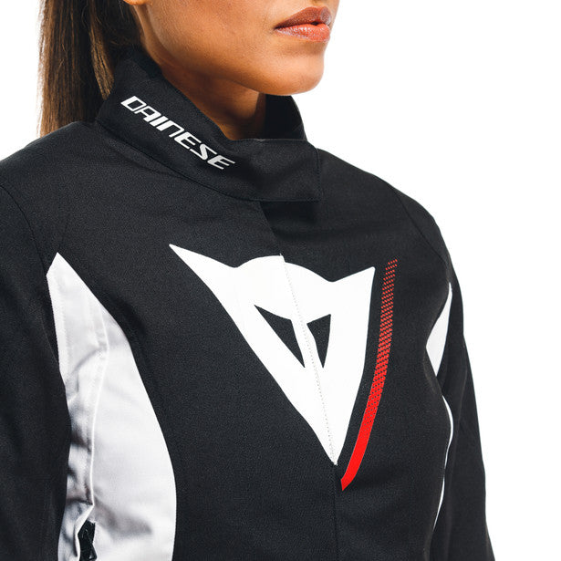 Dainese Veloce D-Dry XT Ladies Textile Jacket Black / White / Lava Red (Image 10) - ThrottleChimp