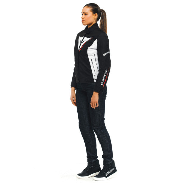 Dainese Veloce D-Dry XT Ladies Textile Jacket Black / White / Lava Red (Image 4) - ThrottleChimp