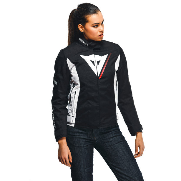 Dainese Veloce D-Dry XT Ladies Textile Jacket Black / White / Lava Red (Image 6) - ThrottleChimp