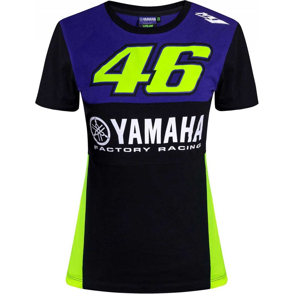 VR46 Racing Ladies T-Shirt Black / Blue / Yellow FREE 1 YEAR Returns, FREE UK Delivery | ThrottleChimp