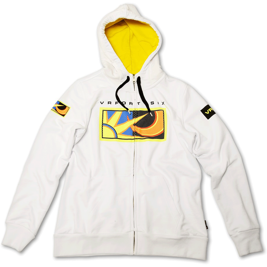 VR46 Rossi 46 Ladies Zip Fleece Hoodie White - ThrottleChimp