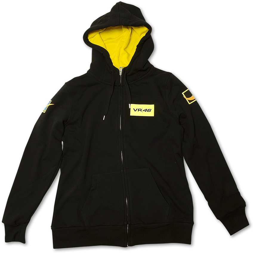 VR46 Rossi 46 Ladies Zip Fleece Hoodie Black - ThrottleChimp