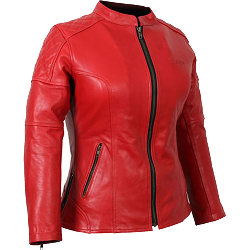 Weise Earhart Ladies Leather Jacket Red (Image 3) - ThrottleChimp