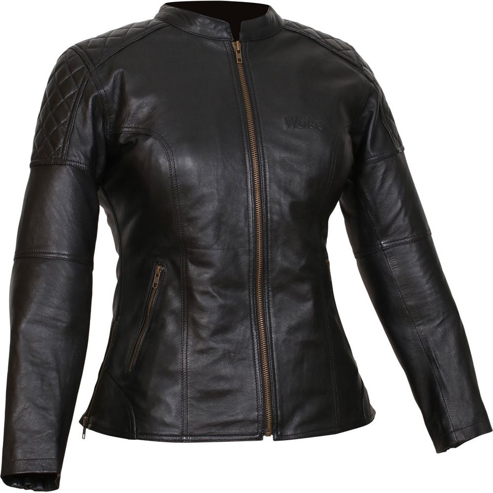 Weise Earhart Ladies Leather Jacket Black (Image 2) - ThrottleChimp