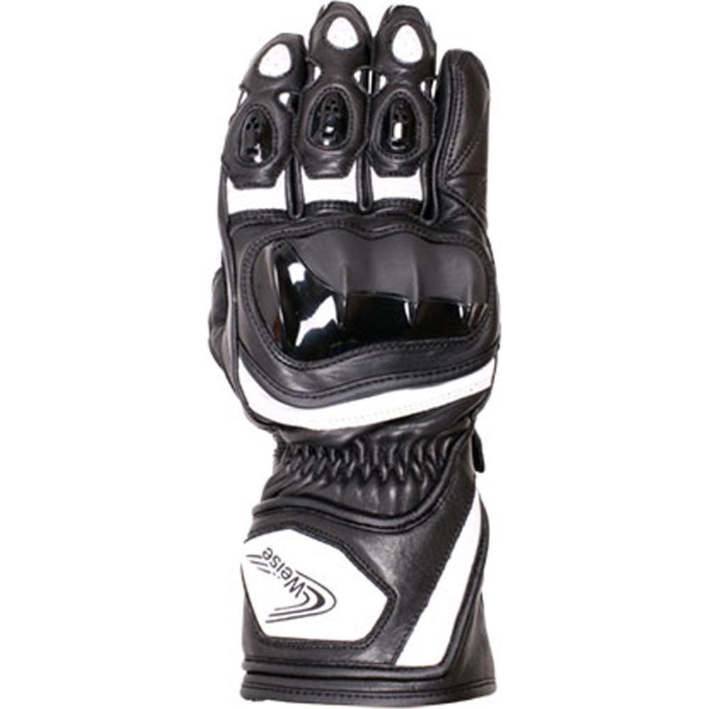 Weise Falcon Leather Gloves Black / White - ThrottleChimp