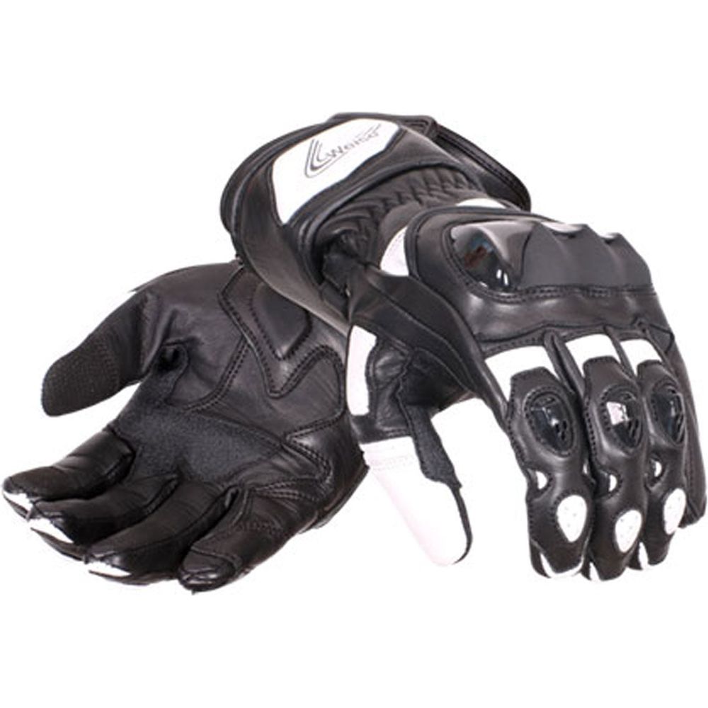 Weise Falcon Leather Gloves Black / White (Image 3) - ThrottleChimp