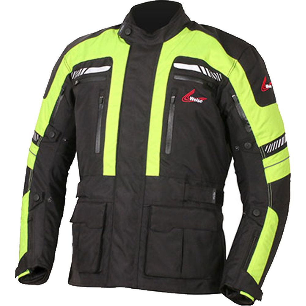 Weise Ottawa Textile Jacket Black / Neon Yellow FREE 1 YEAR Returns, FREE UK Delivery | ThrottleChimp