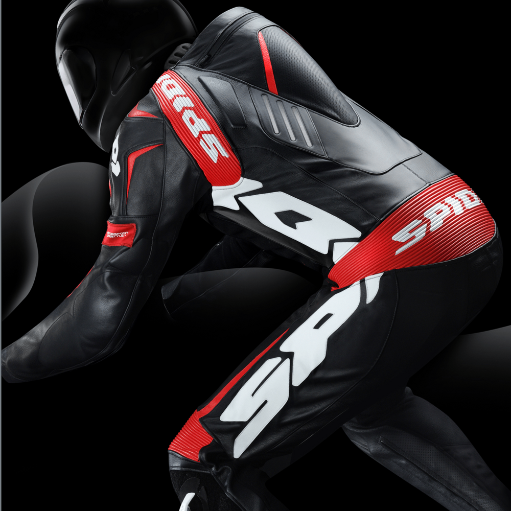 Spidi Track Wind Pro CE 1 Piece Leather Suit Black / Red / White FREE 1 YEAR Returns, FREE UK Delivery | ThrottleChimp