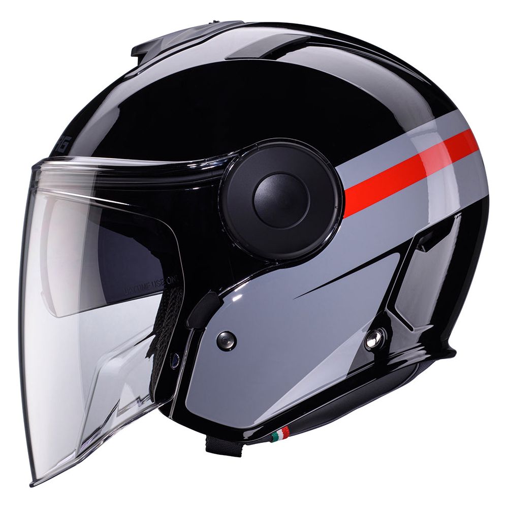 Caberg Soho Open Face Helmet Zephir Black / Grey / Red (Image 2) - ThrottleChimp