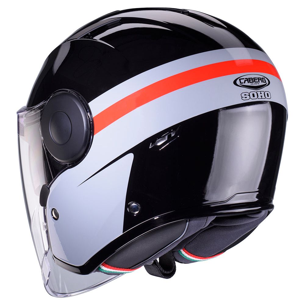 Caberg Soho Open Face Helmet Zephir Black / Grey / Red (Image 3) - ThrottleChimp