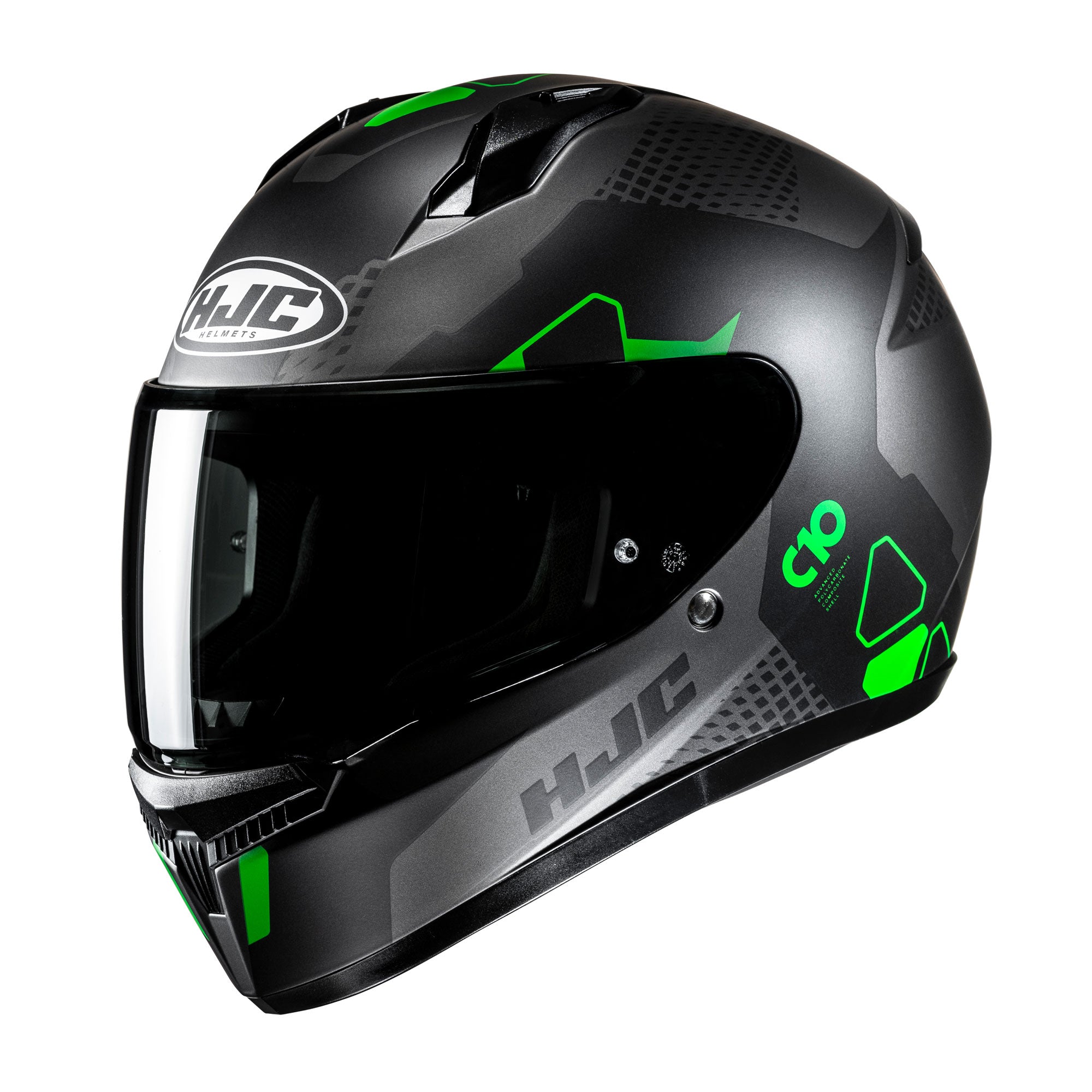 HJC C10 Aspa Full Face Helmet MC4SF Green FREE 1 YEAR Returns, FREE UK Delivery | ThrottleChimp