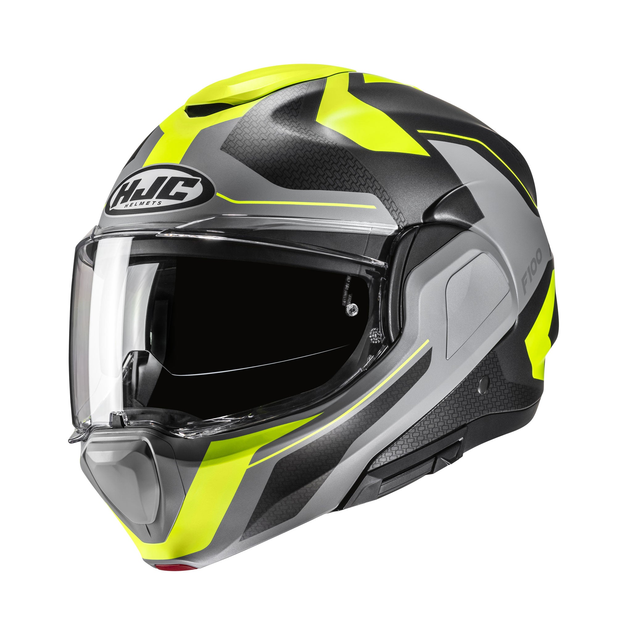 HJC F100 Bios Flip-Up Helmet MC3HSF Yellow FREE 1 YEAR Returns, FREE UK Delivery | ThrottleChimp