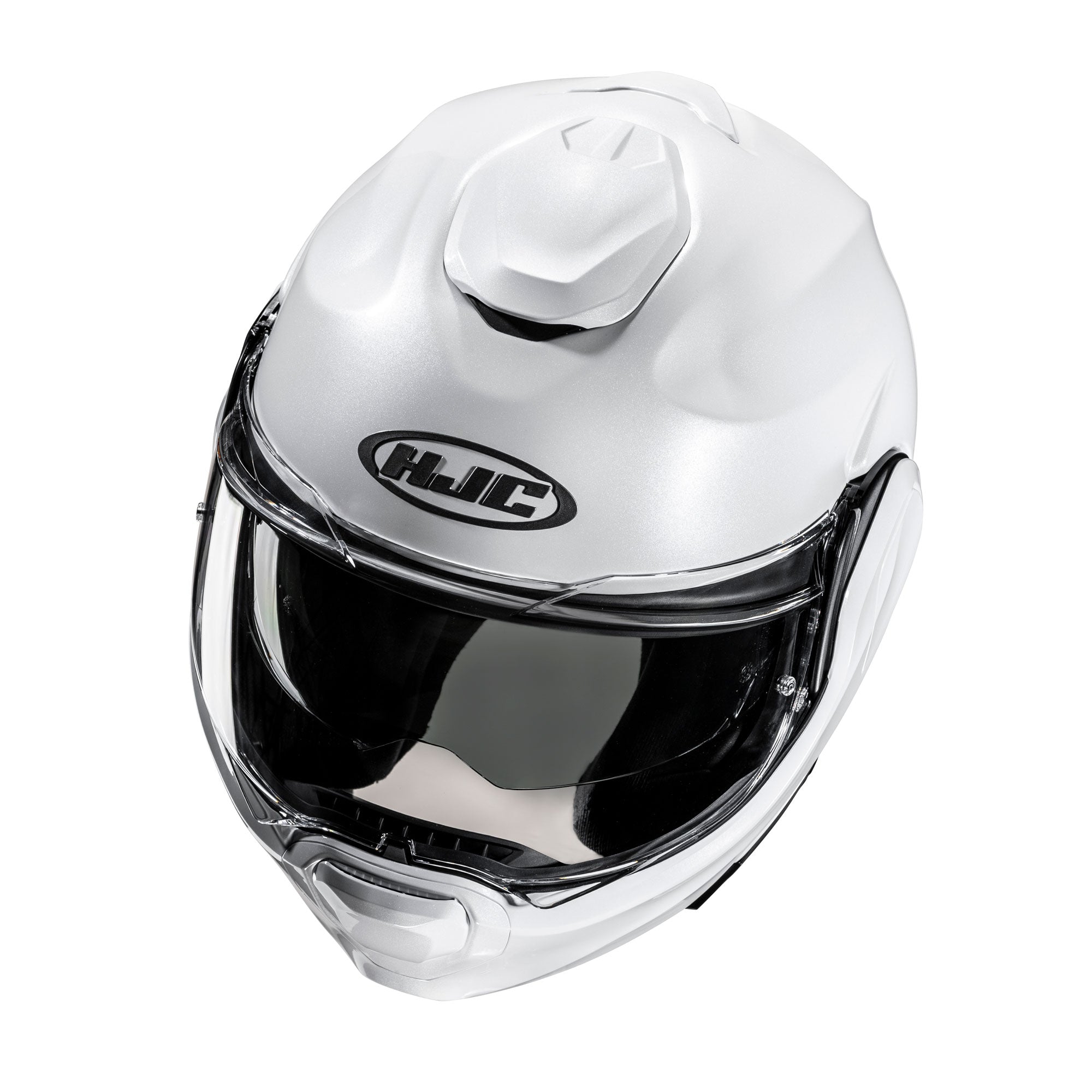 HJC F100 Flip-Up Helmet Pearl White FREE 1 YEAR Returns, FREE UK Delivery | ThrottleChimp