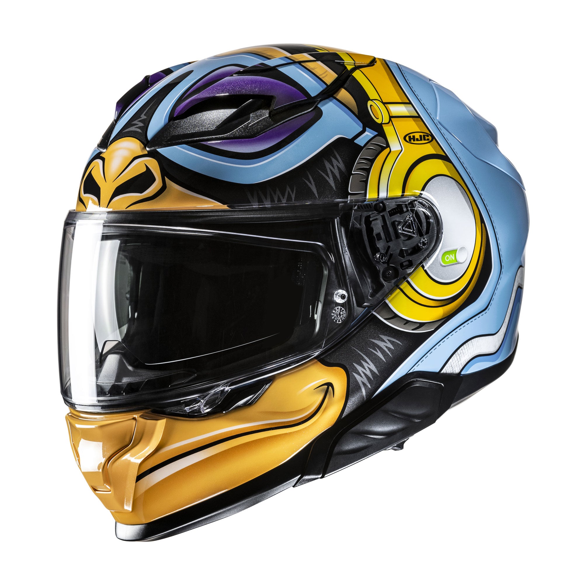 HJC F71 Monkey DJ Full Face Helmet MC23 Blue / White / Fluo Yellow FREE 1 YEAR Returns, FREE UK Delivery | ThrottleChimp