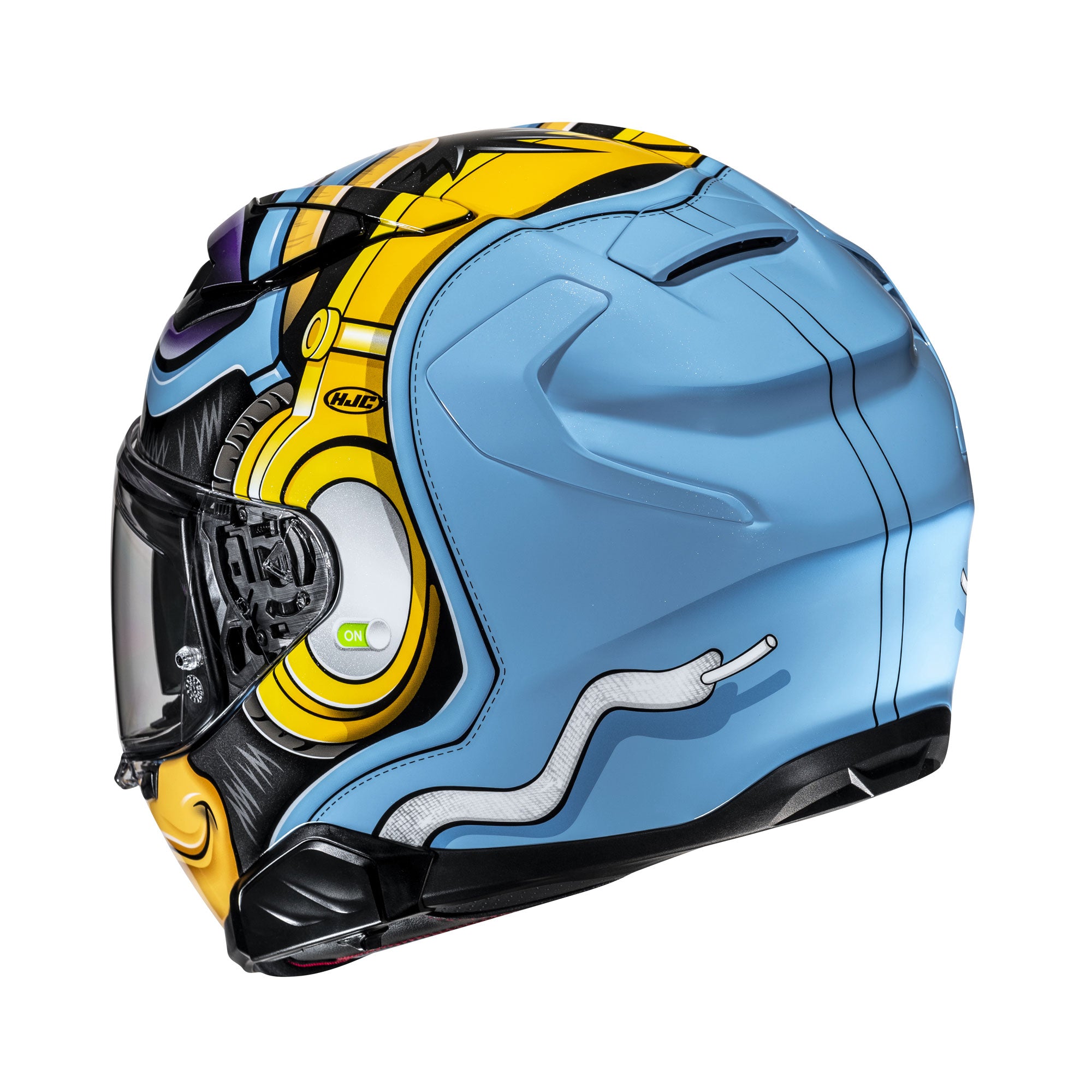 HJC F71 Monkey DJ Full Face Helmet MC23 Blue / White / Fluo Yellow FREE 1 YEAR Returns, FREE UK Delivery | ThrottleChimp