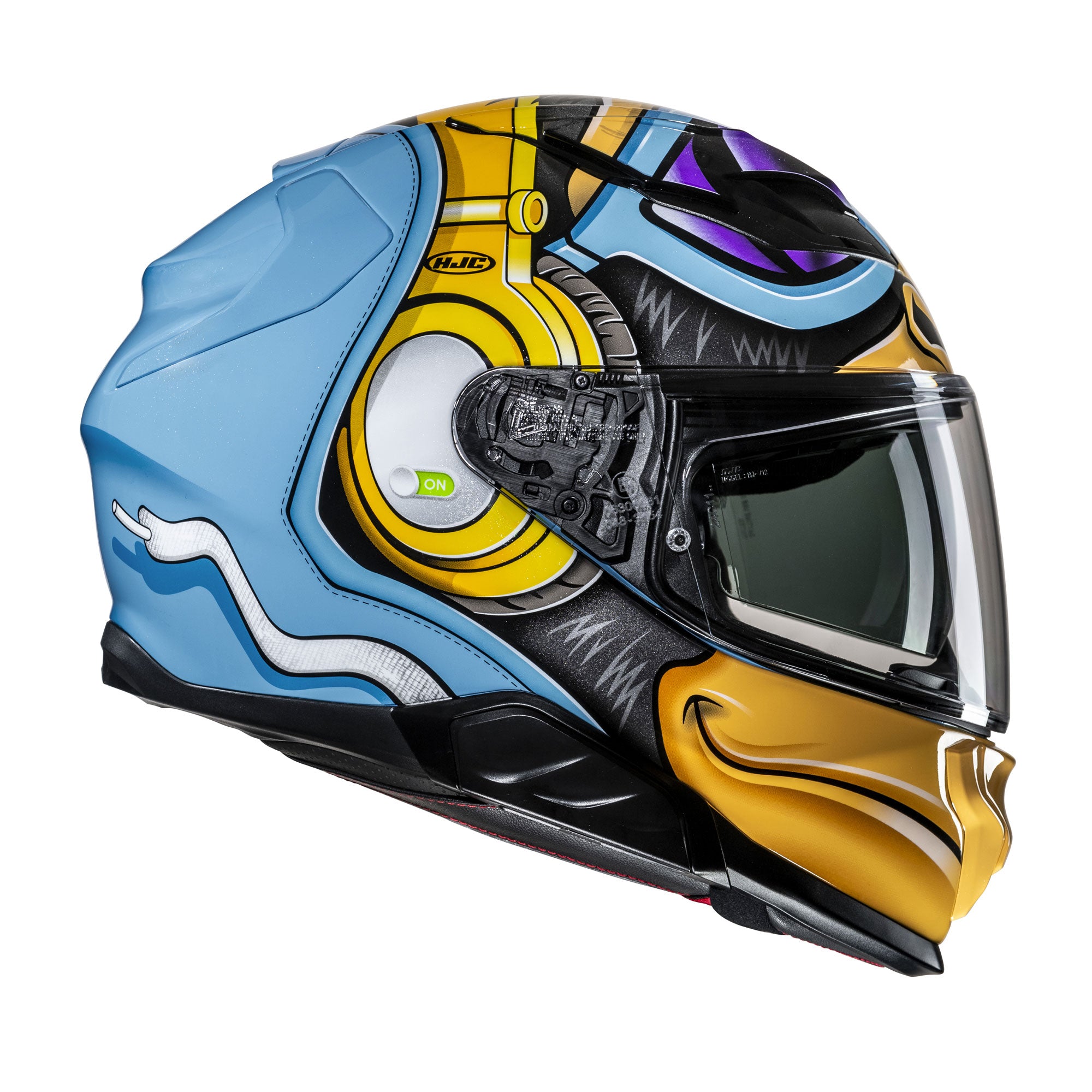 HJC F71 Monkey DJ Full Face Helmet MC23 Blue / White / Fluo Yellow FREE 1 YEAR Returns, FREE UK Delivery | ThrottleChimp