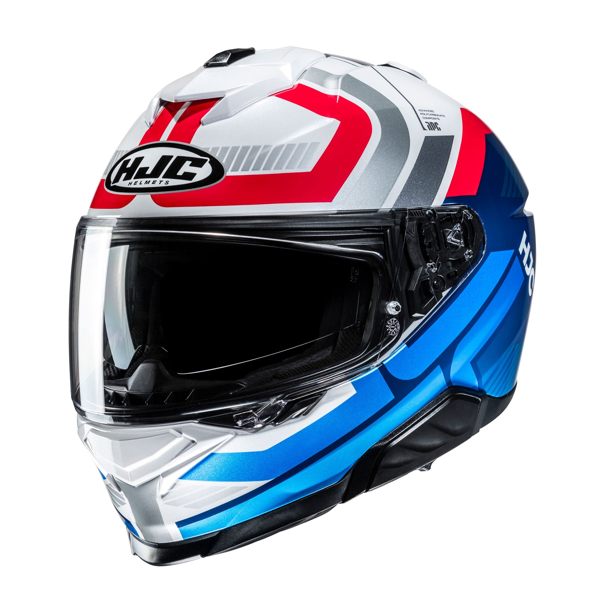 HJC i71 Viz Full Face Helmet MC21 White / Red / Blue FREE 1 YEAR Returns, FREE UK Delivery | ThrottleChimp