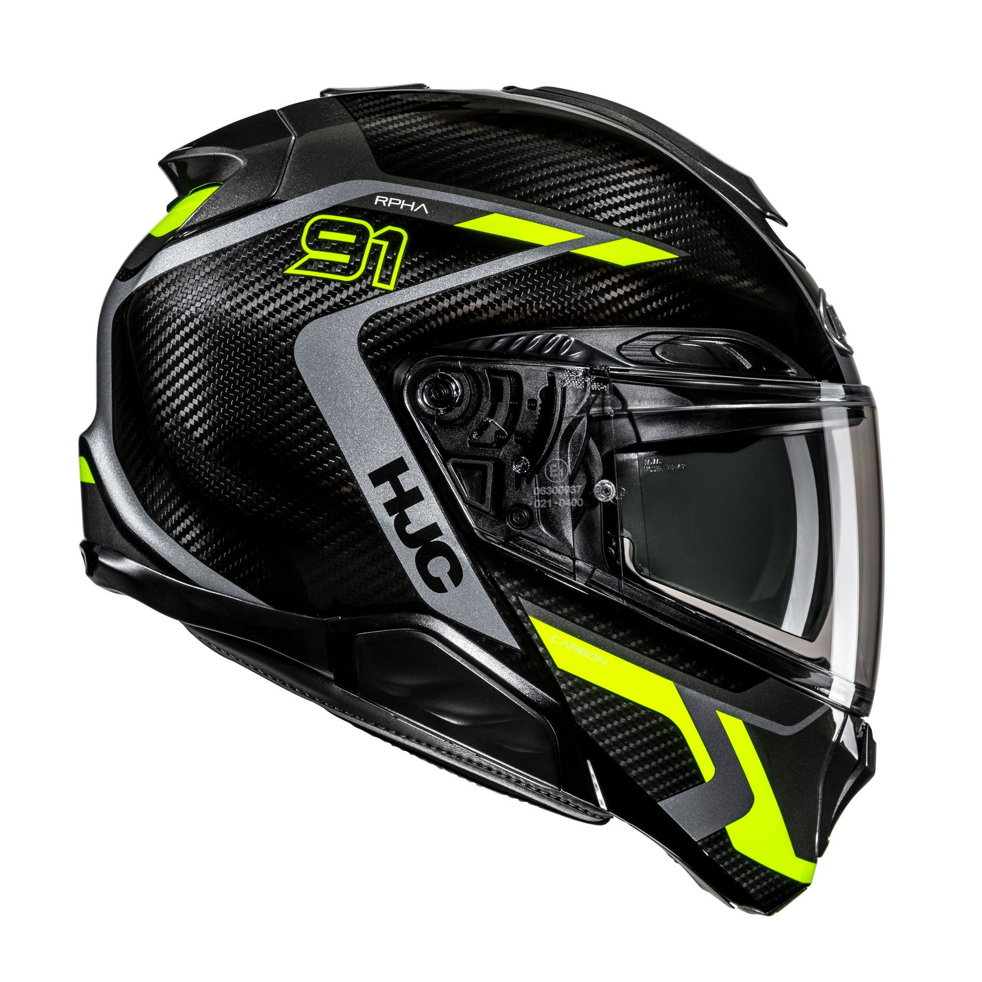 HJC RPHA 91 Carbon Lagos Flip-Up Helmet MC3H Yellow FREE 1 YEAR Returns, FREE UK Delivery | ThrottleChimp