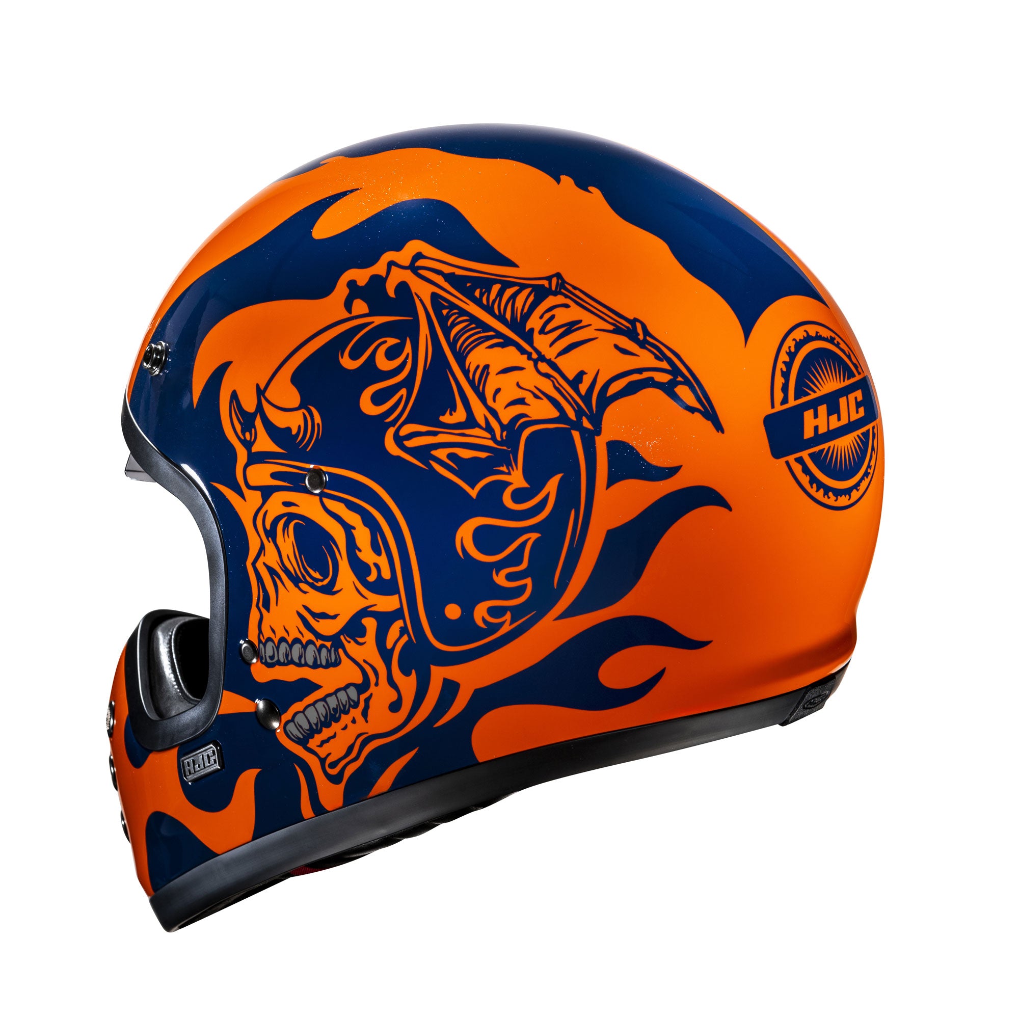 HJC V60 Flame Full Face Helmet MC27 Blue / Orange FREE 1 YEAR Returns, FREE UK Delivery | ThrottleChimp