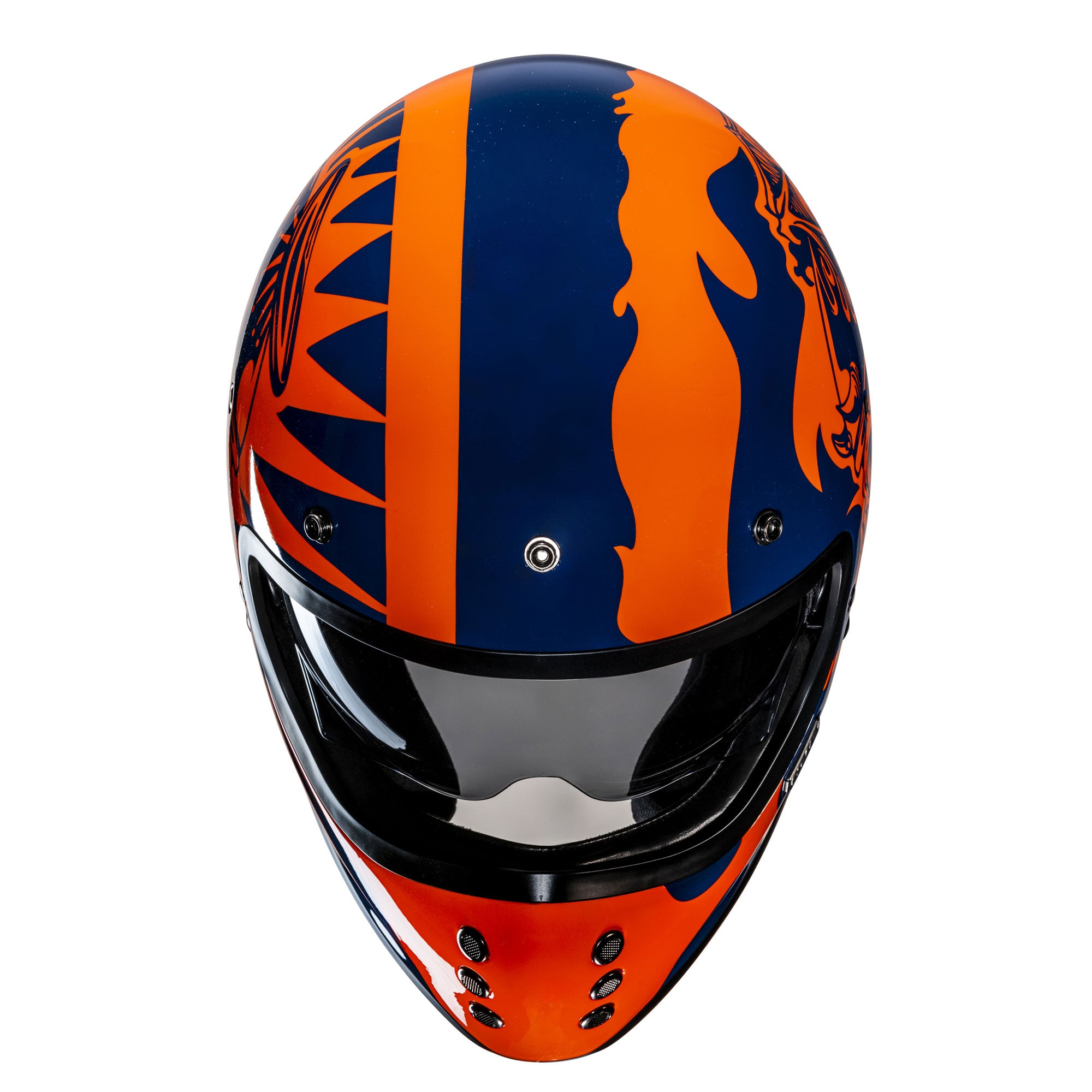 HJC V60 Flame Full Face Helmet MC27 Blue / Orange FREE 1 YEAR Returns, FREE UK Delivery | ThrottleChimp